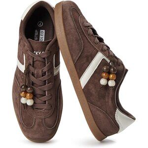 Women's Brown Fashion Retro Sneaker Casual Trendy Walking Classic Shoes Non Slip